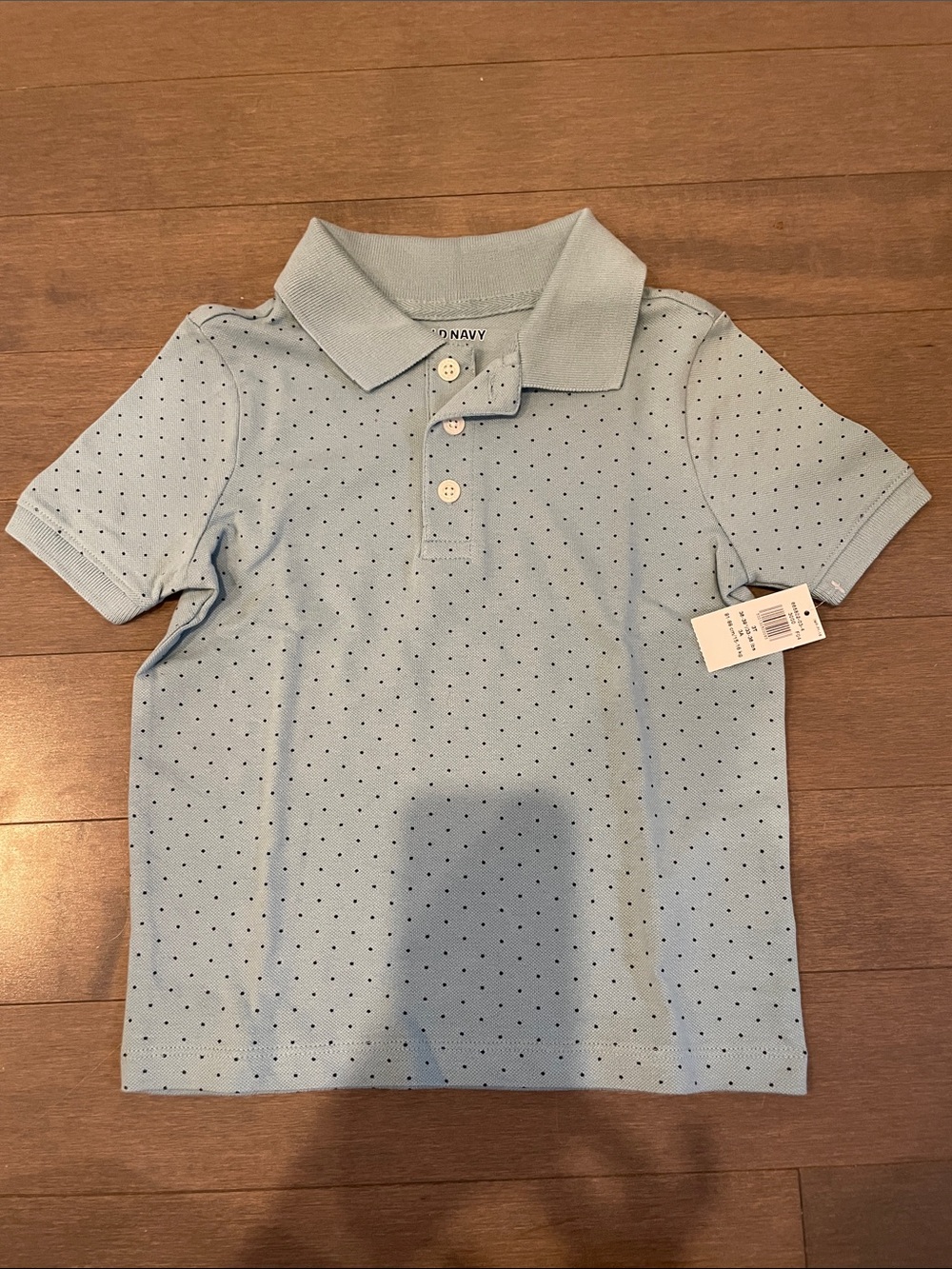 Old Navy Light Blue Polo with Navy Micro Dots